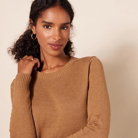 Camel Brown Crew Neck Sweater obraz 2